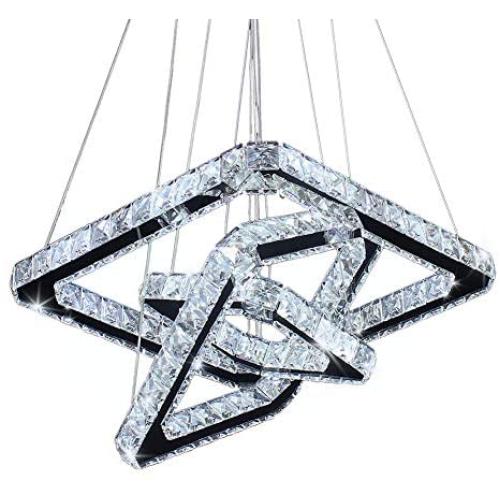 Modern Crystal Chandeliers LED Square Chandelier Pendant Lights Chandelier Pendant Light 8/12/16 inches Cool White(Cool Square20/30/40)