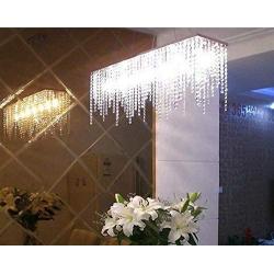7PM Rectangular Crystal Chandelier Linear Hanging Light Fixture for Dining Room Kitchen Island