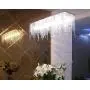 7PM Rectangular Crystal Chandelier Linear Hanging Light Fixture for Dining Room Kitchen Island