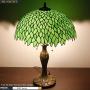 Tiffany Style Table Lamp Stained Glass Bedside Desk Light W16H24 Inch Tall Green Wisteria Lampshade Antique Base S523 WERFACTORY LAMPS Lover Parent Friend Kid Living Room Bedroom Coffee Bar Craft Gift