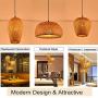 Bamboo Lantern Pendant Lamp, Retro Japanese Style E27 Chandelier Hanging Light Ceiling Lighting Fixture for Living Room Bedroom Restaurant Cafe Teahouse Bar Dining Room Club