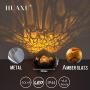 HUAXU Garden Solar Light Outdoor , Amber Crackle Globe Glass Lotus Decoration , Waterproof Gray Metal LED Flower Lights for Patio,Lawn,Walkway,Tabletop,Ground