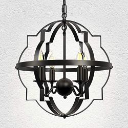 4-Light Farmhouse Vintage Chandelier Black Rustic Chandelier Metal Hanging Light Fixture for Dining Room Kitchen Living Room Bedroom Foyer