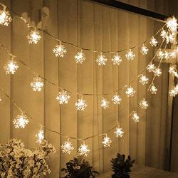 WesGen Christmas Lights，Snowflake String Lights Battery Operated Waterproof 20ft, 40 LED Fairy Lights for Xmas Garden Patio Bedroom Party Decor Christmas Decorations,Warm White