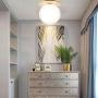 Industrial Flush Mount Ceiling Light E26 Glass Globe Fixture Lights Farmhouse Brushed Brass Ceiling Lamp for Dining Room Bed Room Copper Cream