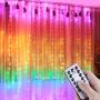 Anpro LED Curtain Light, Color Changing Rainbow Curtain Lights, Backdrop Window String Lights with USB Remote Control, for Valentines Day, Bedroom, Weddings, Party, Christmas Decor, Birthday