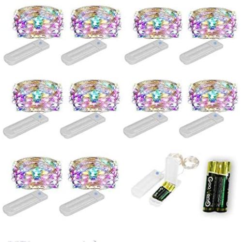 ZNYCYE 10 Pack 10ft 30 LED Fairy Lights with Timer,7 Modes Waterproof Fairy Lights Upgraded Battery（Included) Operated for DIY,Wedding,Party,Mason Jar,Christmas Decoration(Multi-Color)