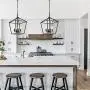 Untrammelife 4-Light Black Lantern Pendant Light, Adjustable Height Square Cage Pendant Hanging Lighting Fixture 11’’ Rustic Lantern Chandelier for Dinning Room Kitchen Island Foyer