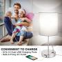 Touch Control Table Lamp, 3 Way Dimmable Bedside Desk Lamp with 2 Fast USB Ports and AC Outlet, Nightstand Lamp for Bedroom Living Room, Modern Office Lamp, Silver Base, 60W LED Bulb Included