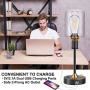 Industrial Table Lamp, Fully Dimmable Nightstand Lamp with 2 USB Charging Ports and AC Outlet, Clear Glass Shade Modern Lamp for Bedroom Living Room, Office, 6W 2700K LED Bulb Included