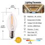 C7 LED Nignt Light Bulb,Classical Edison Style E12 Candle Base, 0.5 Watt LED Filament Bulb, Sign Light Replacement Bulb,5 Watts Equivalent,Warm White 2700K Amber Glass 2PCS