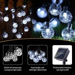 Joomer 2 Pack Globe Solar String Lights, Upgraded 20ft 30 LED Solar Patio Lights, Waterproof & 8 Modes for Patio, Garden, Gazebo, Yard, Outdoors (White)