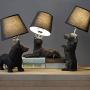 WYHM Bedroom Table Lamp Black Nightstand Lamps with Fabric Shade Artificial Dog Resin Base Bedside Dask Lamp for Living Room Bedroom Office Side Lamp (Color : Corgi 16.5x10.2)