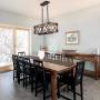 Giluta Kitchen Island Pendant Light Rectangle Wood Metal Chandelier Black Finish Rustic Industrial Chandelier Vintage Ceiling Light Fixture 3 Lights with Seeded Glass Shade (17809)