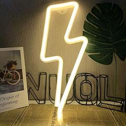 MWell Neon Signs, Neon Lights for Bedroom Wall Decor, USB and Battery Operated Led Fairy Lights, Outdoor Indoor String Night Lights for Kids Room, Living Room, Bar, Party, Wedding (Lightning-Warm)