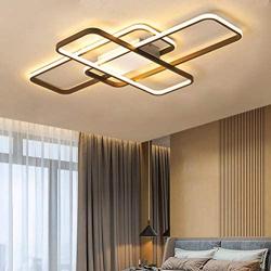 Modern LED Ceiling Lamps Living Room Bedroom Dining Room Decor Lighting Fixtures Hanging Flush Mount Chandelier Contemporary Brown Square Designs Remote LED Ceiling Lights for Kitchen Island Bathroom