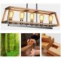 LEDMO 60W Kitchen Island Lighting Farmhouse Chandelier, Wooden Metal Industrial Dining Room Chandelier, Five dimmable E26 Bulbs