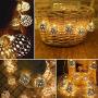 LED Globe String Lights, Decorative Moroccan Orb, 40 Silver Metal Balls, Bright Warm Light, Battery Powered, for Indoor and Outdoor, 16ft