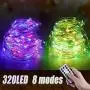 Anpro Color Changing Window Curtain String Light, Warm White & Multicolor 320LED Fairy Starry Lights USB Powered Remote & Timer Waterfall Fairy Lights for Valentines Day, Bedroom, Weddings, Party