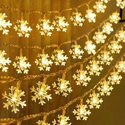 Joiedomi 2Packs Christmas Snowflake Fairy Lights 16ft 40 LED (Warm White) String Lights Battery Operated Waterproof for Xmas Home Party Wedding Garden Patio Bedroom Indoor Outdoor Decor