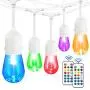 48FT Outdoor RGB String Lights, Cafe RGB LED String Light with 15+3 E26 Shatterproof Edison Bulbs Dimmable, Commercial Light String for Patio Backyard Garden Christmas, 2 Remote, White Wire 48FT Outdoor RGB String Lights, Cafe RGB LED String Light with 15+3 E26 Shatterproof Edison Bulbs Dimmable, Commercial Light String for Patio Backyard Garden Christmas, 2 Remote, White Wire