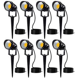 LED Landscape Lights Low Voltage 12V AC/DC 10W Warm White Outdoor Spotlights IP66 Waterproof for Garden Pathway-8pack