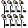 LED Landscape Lights Low Voltage 12V AC/DC 10W Warm White Outdoor Spotlights IP66 Waterproof for Garden Pathway-8pack