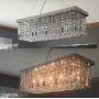 CRYSTOP Rectangle Crystal Chandeliers Dining Room Modern Ceiling Light Fixtures Hanging Chandelier Pendant Light Living Room Beautiful Fixture Polished Chrome Finish L31.5 x W9.8 x H8.9