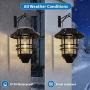 2 Pack Security Solar Wall Lantern Lights, Solar Wall Lantern Outdoor, Hanging Solar Outdoor Lights Wall Lanterns 20 Lumen Heavy Glass & Stainless Solar Powered Porch Lights