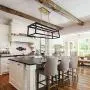 5-Light Kitchen Island Pendant Lighting, LED Bulbs Included, Industrial Dining Room Light Fixtures, 35 inch Linear Chandelier with Brass & Black Painting, ETL Listed