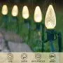 BHCLIGHT C9 Christmas String Lights, 50 LED Extendable Outdoor Fairy Lights Plug in, UL Safe, Green Wire String Lights for Patio Xmas Tree Wedding Party Decoration（Warm White）
