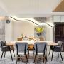 Modern Wave LED Pendant Light Dimmable Fixture, Acrylic LED Pendant Light for Contemporary Living Room Dining Room Kitchen Island Table, Dimmable Remote Control