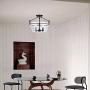 NALATI 4-Light Industrial Metal Chandelier with Clear Glass Bowl Shade Semi Flush Mount Ceiling Lighting Matte Black