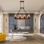 Rustic 8-Light Chandelier Rectangle Wood Farmhouse Pendant Light Fixture for Dining Room Kitchen Island Pool Table