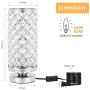 Crystal Table Lamps Set of 2, Modern Elegant Decorative Small Desk Light with Crystal Beads Hollowed Out Metal Lampshade and Base for Bedroom Living Room Kids Room