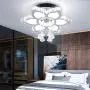 Qihang Modern Crystal LED Chandelier Flower Shaped Pendant Light Flush Mount Ceiling Lamp Fixture for Dining Room Bedroom Living Room Study Room(Variable Light/Non-dimmable)