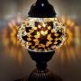 Turkish Colorful Handcrafted Mosaic Lamps by TCO - Desk and Table Lamps for Office, Guest and Living Room - Nickel- Plated Brass Base - 5” Globe Width, 12” Lamp Height (Amber Star)