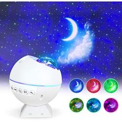 Star Projector,Galaxy Projector for Bedroom,Night Light with Moon & Clouds LED Light Projecting with 6 Projection Mode&10 Clouds Color,Adjustable Brightness Galaxy Light for Baby Kids/Party/Wedding