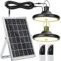 Upgraded Solar Lights Outdoor Indoor Motion Sensor with Dual Lamp JACKYLED Remote Control Solar Pendant Light Waterproof LED Hanging Shed Light with Adjustable Solar Panel for Home Porch, Warm White