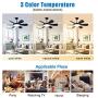 Ceiling Fan Lights with Remote Control, 52inch Low Profile Ceiling Fans, 3 Color Changeable, Adjustable Speed&Timing, Flush Mount Ceiling Fan Light for Bedroom,Living Room,Dining Room,Hallway, Black