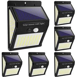 Solar Lights Outdoor - New Upgrade 144 LEDs Motion Sensor Light Outdoor Solar Powered Security Light IP65 Waterproof Led Motion Sensor Outdoor Light Bright Wireless Wall Lights with 3 Modes(6 Pack)