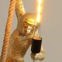 IJ INJUICY Monkey Pendant Light, Resin Hanging Lamp, Hemp Rope Ceiling Light Fitting for Kitchen, Bedroom, Living Dining Room, Corridor, Restaurant, Bar (Gold)