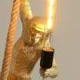 IJ INJUICY Monkey Pendant Light, Resin Hanging Lamp, Hemp Rope Ceiling Light Fitting for Kitchen, Bedroom, Living Dining Room, Corridor, Restaurant, Bar (Gold)