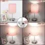 Touch Control Table Lamp, 3 Way Dimmable Modern USB Desk Lamp with 2 Fast Charging Ports and AC Outlet, Bedside Nightstand Lamp for Bedroom, Living Room, Office, ST64 6W 4000K LED Bulb Included