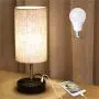 Lifeholder USB Lamp, Table Lamp with Warm White LED Bulb, Bedside Nightstand Lamp Built in Dual USB Port & A Power Outlet, Desk Lamp Perfect for Bedroom, Living Room or Office (Round) Lifeholder USB Lamp, Table Lamp with Warm White LED Bulb, Bedside Nightstand Lamp Built in Dual USB Port & A Power Outlet, Desk Lamp Perfect for Bedroom, Living Room or Office (Round)