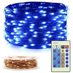 ER CHEN Dimmable LED String Lights Plug in, 66ft 200 LED Waterproof Blue Color Fairy String Lights with Remote, Indoor/Outdoor Copper Wire Decorative Lights for Bedroom, Patio, Garden, Yard, Party