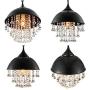 LITFAD Industrial Pendant Lamp Wrought Iron Vintage Retro Crystal Pendant Light - Adjustable 13'' Edison Metal Hanging Ceiling Light Chandelier with Hanging Crystal for Restaurant Living Room Cafe