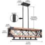 Kostomo Farmhouse Chandeliers Kitchen Island Lighting 5-lights Island Light Wood Metal Chandelier Rectangle Rustic Industrial Island Lamp Dining Room Lighting Fixtures Hanging