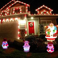 Christmas Pathway Lights Outdoor Decorations - 3 Pack Waterproof Landscape LED Lights with Santa/Snowman/Deer for Garden Patio Yard Lawn Pathway Christmas Decorations