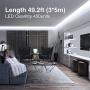 Onforu 49.2ft LED Strip Light, 6000K Daylight White Dimmable Tape Light, 15m 12v Flexible Ribbon Light, 2835 LEDs Rope Lighting for Home, Kitchen, Under Cabinet, Bedroom, Non-Waterproof